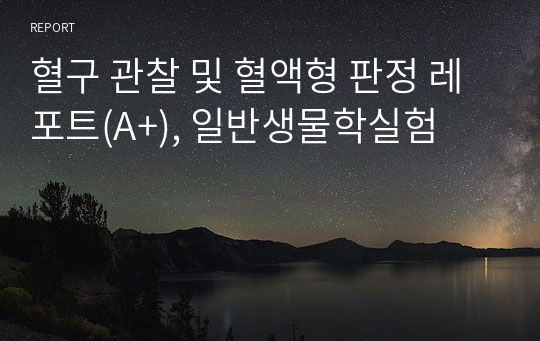 혈구 관찰 및 혈액형 판정 레포트(A+), 일반생물학실험