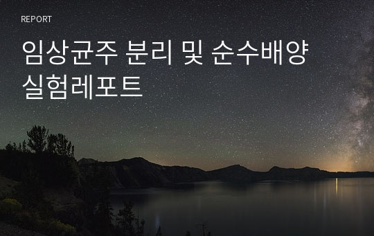 임상균주 분리 및 순수배양 실험레포트