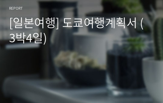 [일본여행] 도쿄여행계획서 (3박4일)