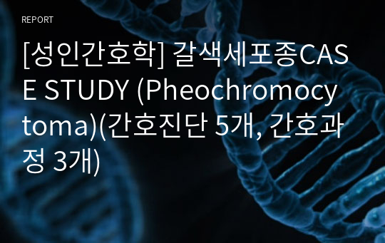 [성인간호학] 갈색세포종CASE STUDY (Pheochromocytoma)(간호진단 5개, 간호과정 3개)