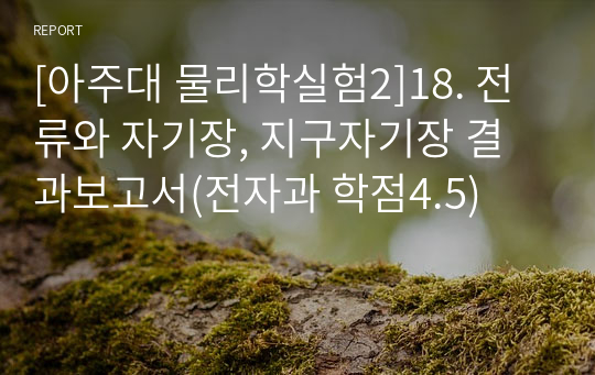 [아주대 물리학실험2]18. 전류와 자기장, 지구자기장 결과보고서(전자과 학점4.5)