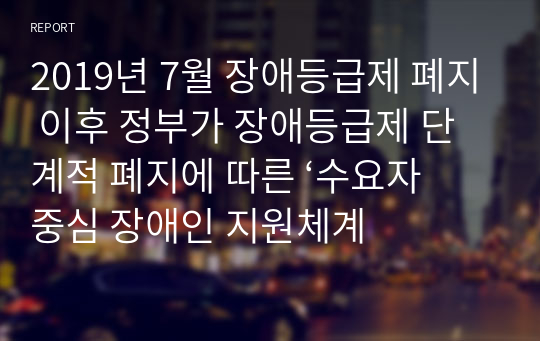 2019년 7월 장애등급제 폐지 이후 정부가 장애등급제 단계적 폐지에 따른 ‘수요자 중심 장애인 지원체계