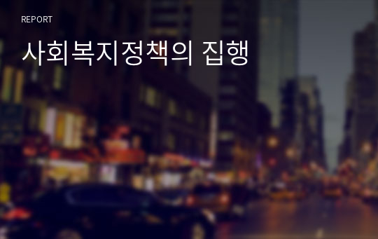 사회복지정책의 집행