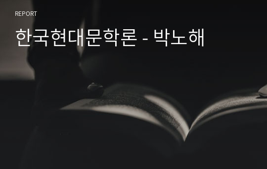 한국현대문학론 - 박노해