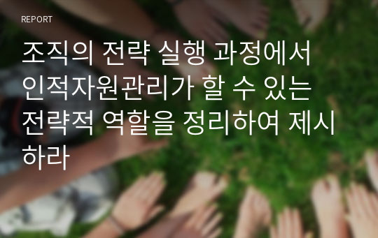 조직의 전략 실행 과정에서 인적자원관리가 할 수 있는 전략적 역할을 정리하여 제시하라