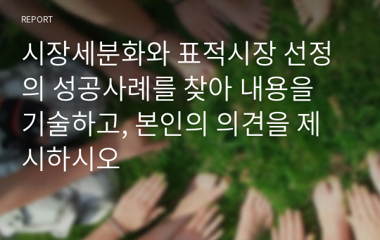 시장세분화와 표적시장 선정의 성공사례를 찾아 내용을 기술하고, 본인의 의견을 제시하시오