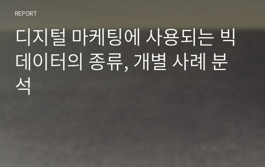 디지털 마케팅에 사용되는 빅데이터의 종류, 개별 사례 분석