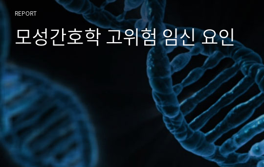 모성간호학 고위험 임신 요인