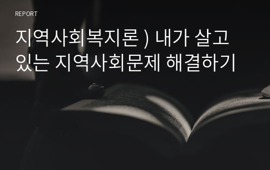 지역사회복지론 ) 내가 살고 있는 지역사회문제 해결하기