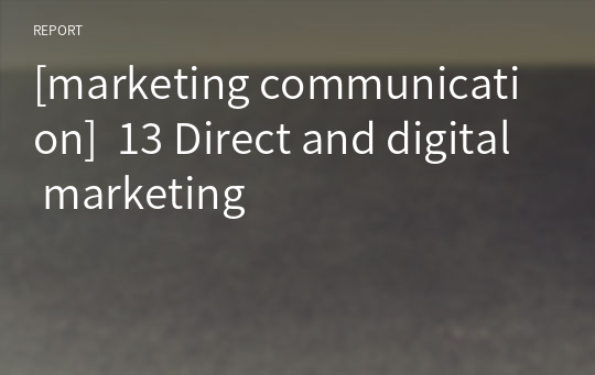 [marketing communication]  13 Direct and digital marketing