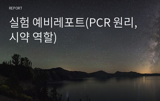 실험 예비레포트(PCR 원리, 시약 역할)