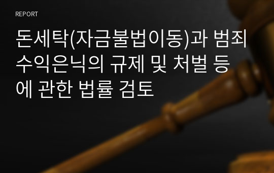 돈세탁(자금불법이동)과 범죄수익은닉의 규제 및 처벌 등에 관한 법률 검토