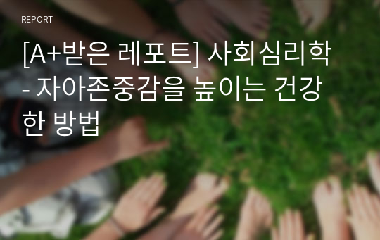 [A+받은 레포트] 사회심리학 - 자아존중감을 높이는 건강한 방법