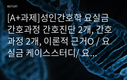 [A+과제]성인간호학 요실금 간호과정 간호진단 2개, 간호과정 2개, 이론적 근거O / 요실금 케이스스터디/ 요실금 case study