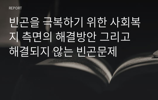 빈곤을 극복하기 위한 사회복지 측면의 해결방안 그리고 해결되지 않는 빈곤문제