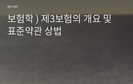 보험학 ) 제3보험의 개요 및 표준약관 상법