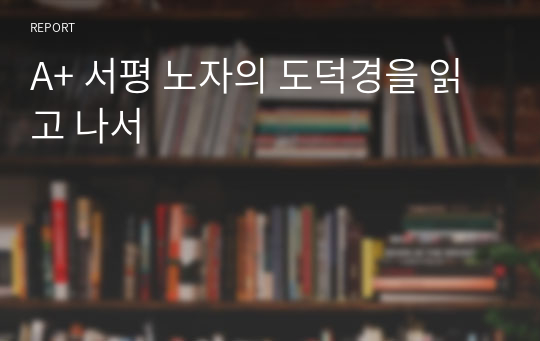 A+ 서평 노자의 도덕경을 읽고 나서