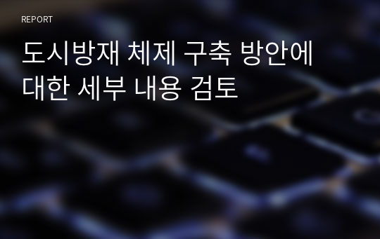 도시방재 체제 구축 방안에 대한 세부 내용 검토