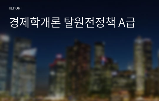 경제학개론 탈원전정책 A급