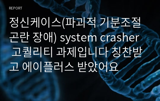 정신케이스(파괴적 기분조절곤란 장애) system crasher 고퀄리티 과제입니다 칭찬받고 에이플러스 받았어요