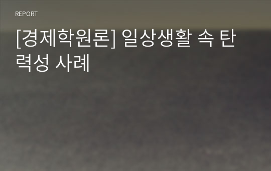 [경제학원론] 일상생활 속 탄력성 사례