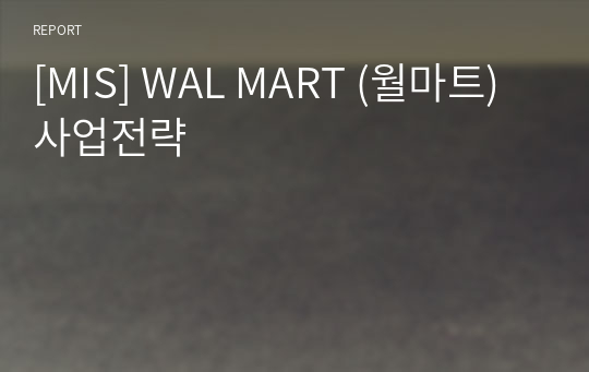 [MIS] WAL MART (월마트) 사업전략
