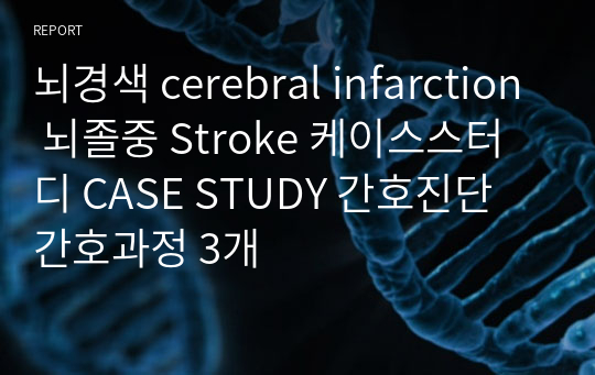 뇌경색 cerebral infarction 뇌졸중 Stroke 케이스스터디 CASE STUDY 간호진단 간호과정 3개