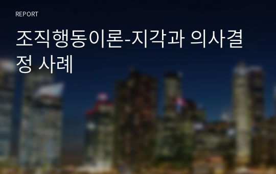 조직행동이론-지각과 의사결정 사례