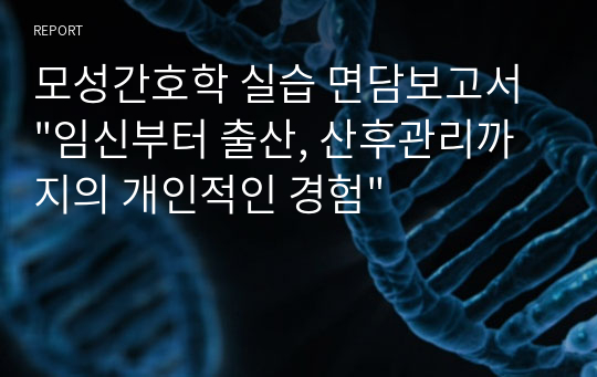 모성간호학 실습 면담보고서 &quot;임신부터 출산, 산후관리까지의 개인적인 경험&quot;