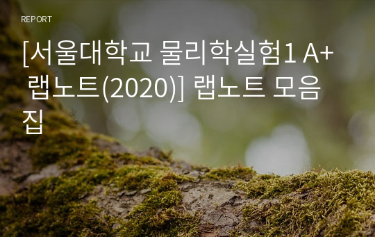 [서울대학교 물리학실험1 A+ 랩노트(2020)] 랩노트 모음집