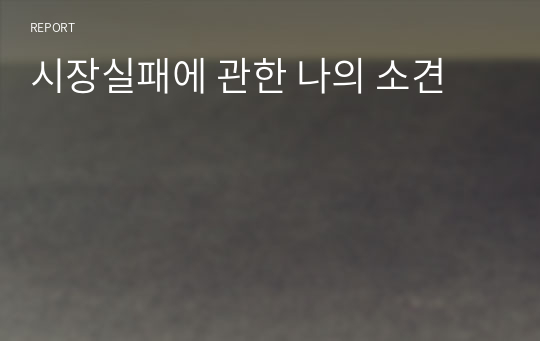 시장실패에 관한 나의 소견