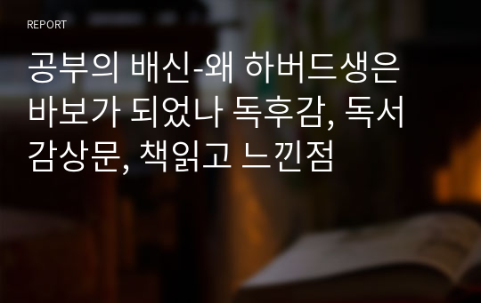 공부의 배신-왜 하버드생은 바보가 되었나 독후감, 독서감상문, 책읽고 느낀점