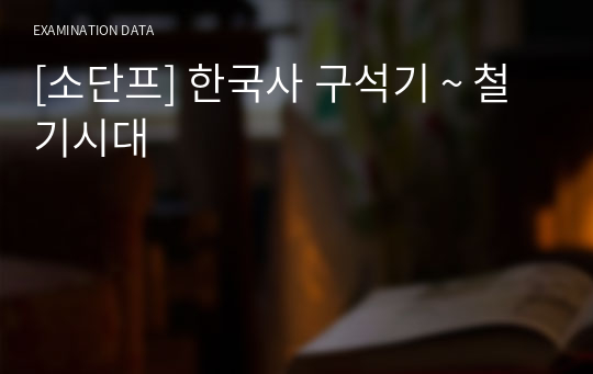 [소단프] 한국사 구석기 ~ 철기시대
