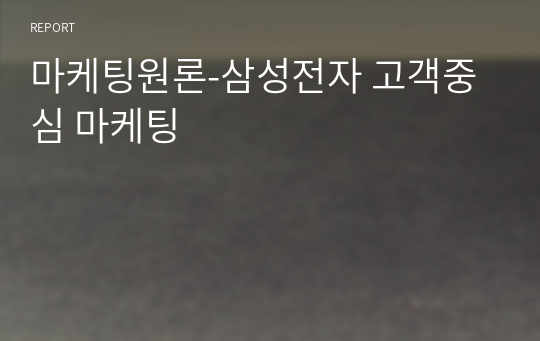 마케팅원론-삼성전자 고객중심 마케팅