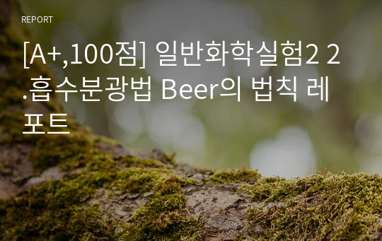 [A+,100점] 일반화학실험2 2.흡수분광법 Beer의 법칙 레포트