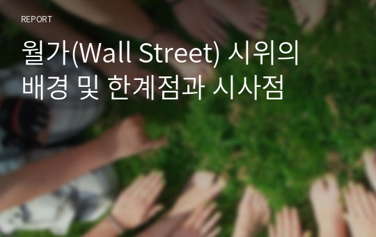 월가(Wall Street) 시위의 배경 및 한계점과 시사점