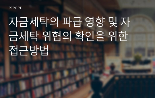 자금세탁의 파급 영향 및 자금세탁 위협의 확인을 위한 접근방법