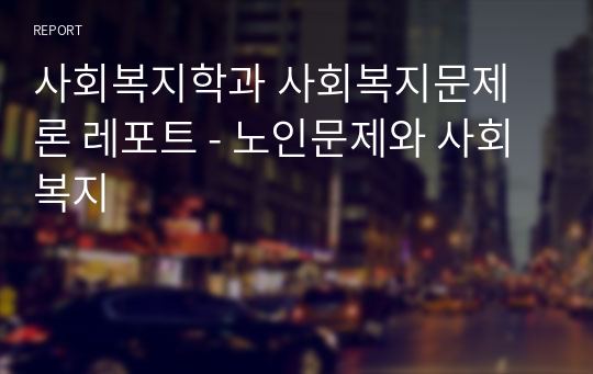 사회복지학과 사회복지문제론 레포트 - 노인문제와 사회복지