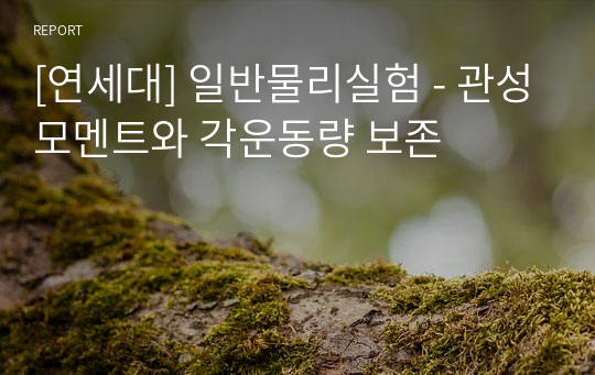 [연세대] 일반물리실험 - 관성모멘트와 각운동량 보존