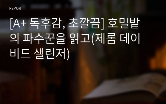 [A+ 독후감, 초깔끔] 호밀밭의 파수꾼을 읽고(제롬 데이비드 샐린저)