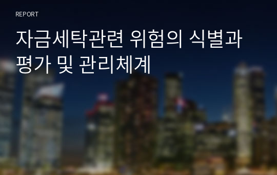 자금세탁관련 위험의 식별과 평가 및 관리체계