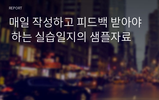 매일 작성하고 피드백 받아야 하는 실습일지의 샘플자료