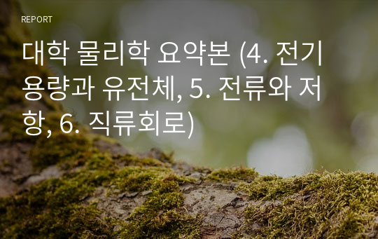 대학 물리학 요약본 (4. 전기용량과 유전체, 5. 전류와 저항, 6. 직류회로)