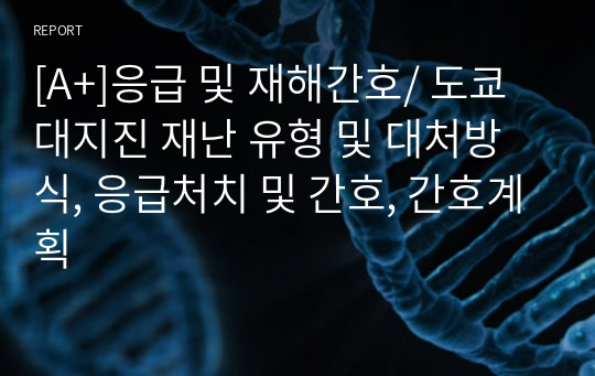 [A+]응급 및 재해간호/ 도쿄대지진 재난 유형 및 대처방식, 응급처치 및 간호, 간호계획