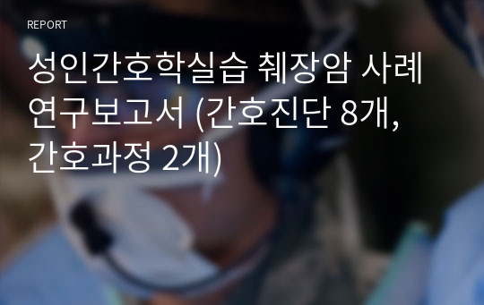 성인간호학실습 췌장암 사례연구보고서 (간호진단 8개, 간호과정 2개)