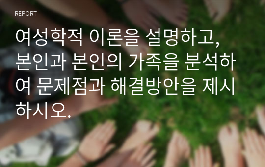 여성학적 이론을 설명하고, 본인과 본인의 가족을 분석하여 문제점과 해결방안을 제시하시오.