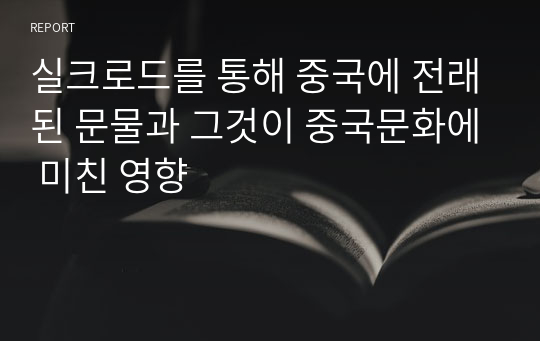 실크로드를 통해 중국에 전래된 문물과 그것이 중국문화에 미친 영향