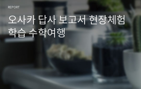 오사카 답사 보고서 현장체험학습 수학여행