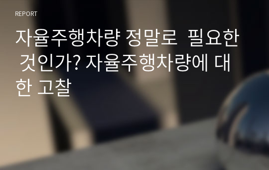 자율주행차량 정말로  필요한 것인가? 자율주행차량에 대한 고찰