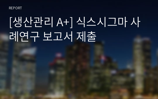 [생산관리 A+] 식스시그마 사례연구 보고서 제출